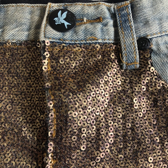 - One Teaspoon Sequin Romeos Shorts Denim - Picture 3 of 11